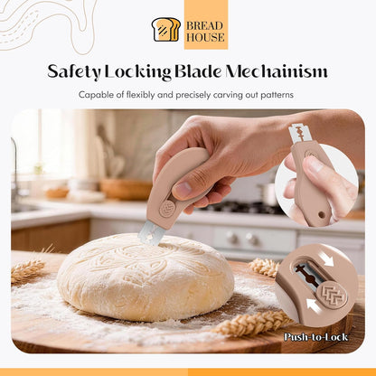 Bread Lame Sourdough Scoring Tool, Extractable & Magnetic Bread Scoring Tool, Bread Scoring Knife for Sourdough Bread Baking, Bread Scorer Tool with 5 Replaceable Razor Blades
