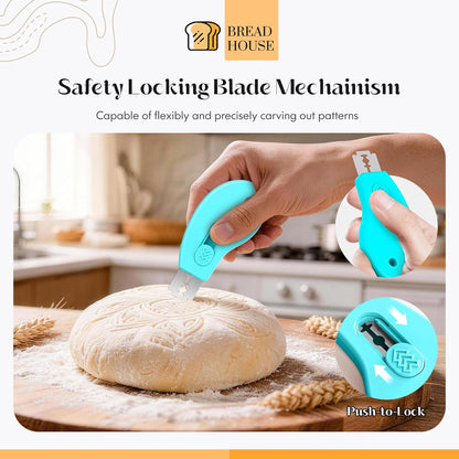 Bread Lame Sourdough Scoring Tool, Extractable & Magnetic Bread Scoring Tool, Bread Scoring Knife for Sourdough Bread Baking, Bread Scorer Tool with 5 Replaceable Razor Blades