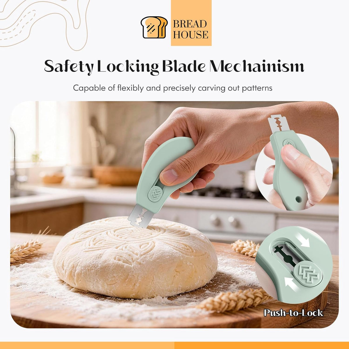 Bread Lame Sourdough Scoring Tool, Extractable & Magnetic Bread Scoring Tool, Bread Scoring Knife for Sourdough Bread Baking, Bread Scorer Tool with 5 Replaceable Razor Blades
