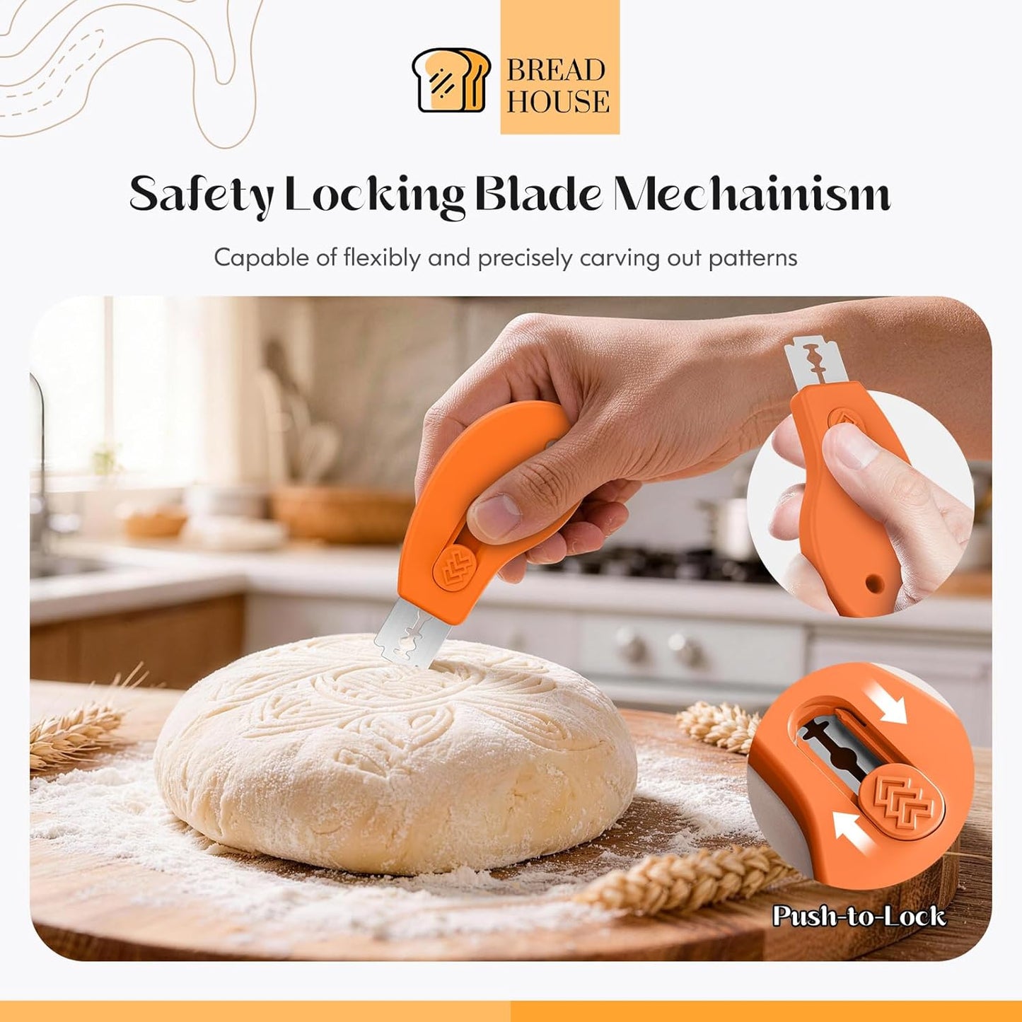 Bread Lame Sourdough Scoring Tool, Extractable & Magnetic Bread Scoring Tool, Bread Scoring Knife for Sourdough Bread Baking, Bread Scorer Tool with 5 Replaceable Razor Blades