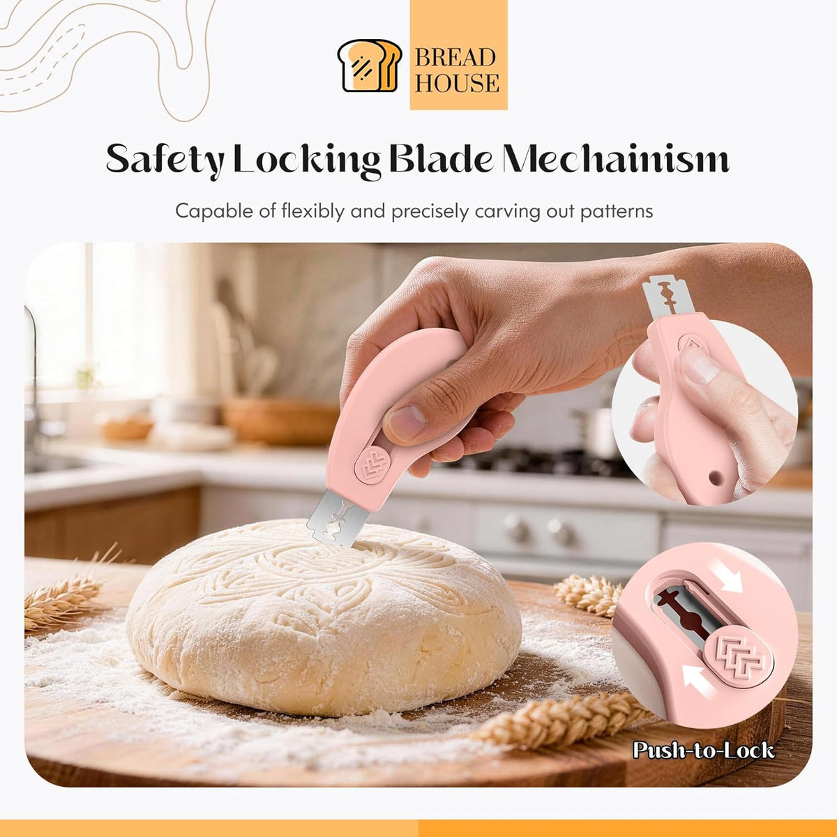Bread Lame Sourdough Scoring Tool, Extractable & Magnetic Bread Scoring Tool, Bread Scoring Knife for Sourdough Bread Baking, Bread Scorer Tool with 5 Replaceable Razor Blades