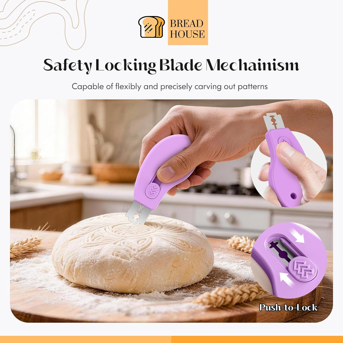 Bread Lame Sourdough Scoring Tool, Extractable & Magnetic Bread Scoring Tool, Bread Scoring Knife for Sourdough Bread Baking, Bread Scorer Tool with 5 Replaceable Razor Blades