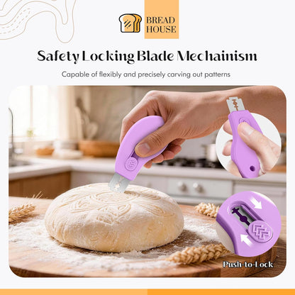 Bread Lame Sourdough Scoring Tool, Extractable & Magnetic Bread Scoring Tool, Bread Scoring Knife for Sourdough Bread Baking, Bread Scorer Tool with 5 Replaceable Razor Blades