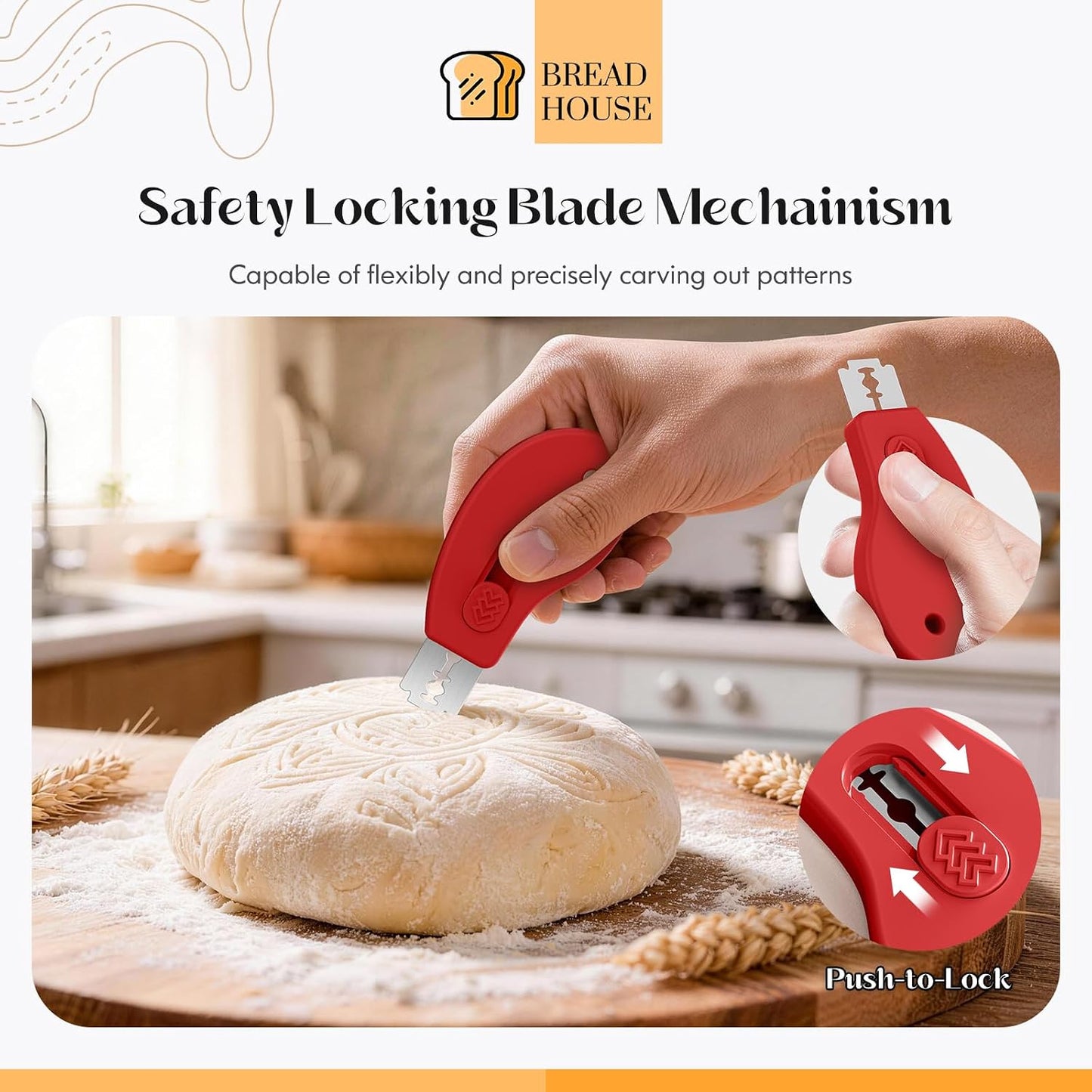 Bread Lame Sourdough Scoring Tool, Extractable & Magnetic Bread Scoring Tool, Bread Scoring Knife for Sourdough Bread Baking, Bread Scorer Tool with 5 Replaceable Razor Blades