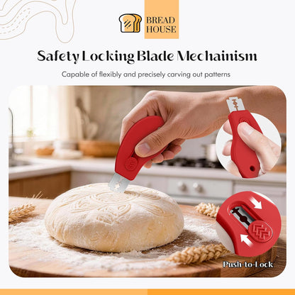 Bread Lame Sourdough Scoring Tool, Extractable & Magnetic Bread Scoring Tool, Bread Scoring Knife for Sourdough Bread Baking, Bread Scorer Tool with 5 Replaceable Razor Blades