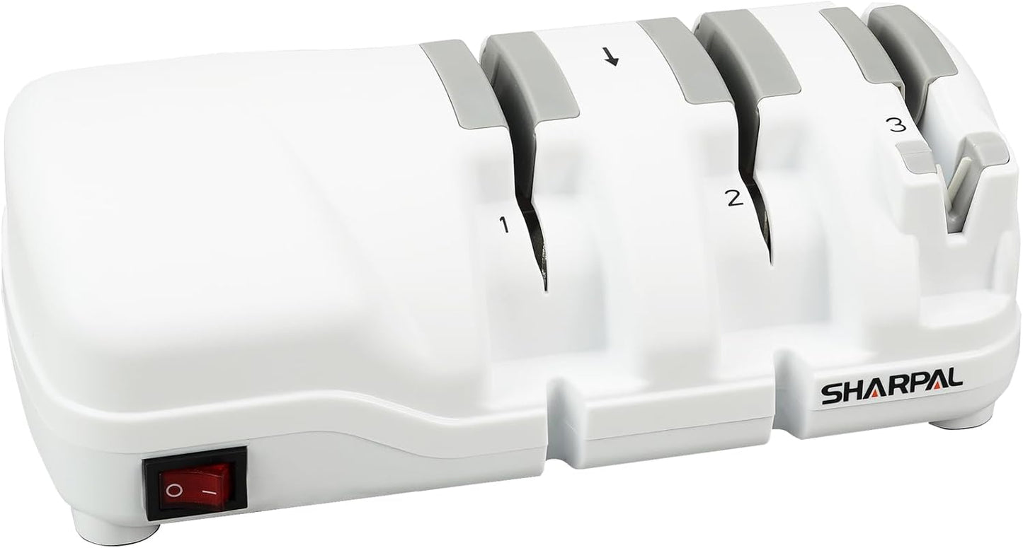 198H Electric Knife Sharpener - 3 Stage Professional Knife Sharpening System with Diamond Wheels, Suit for Double-Beveled Straight Edge & Serrated Knives, Premium Fathers Day Gift