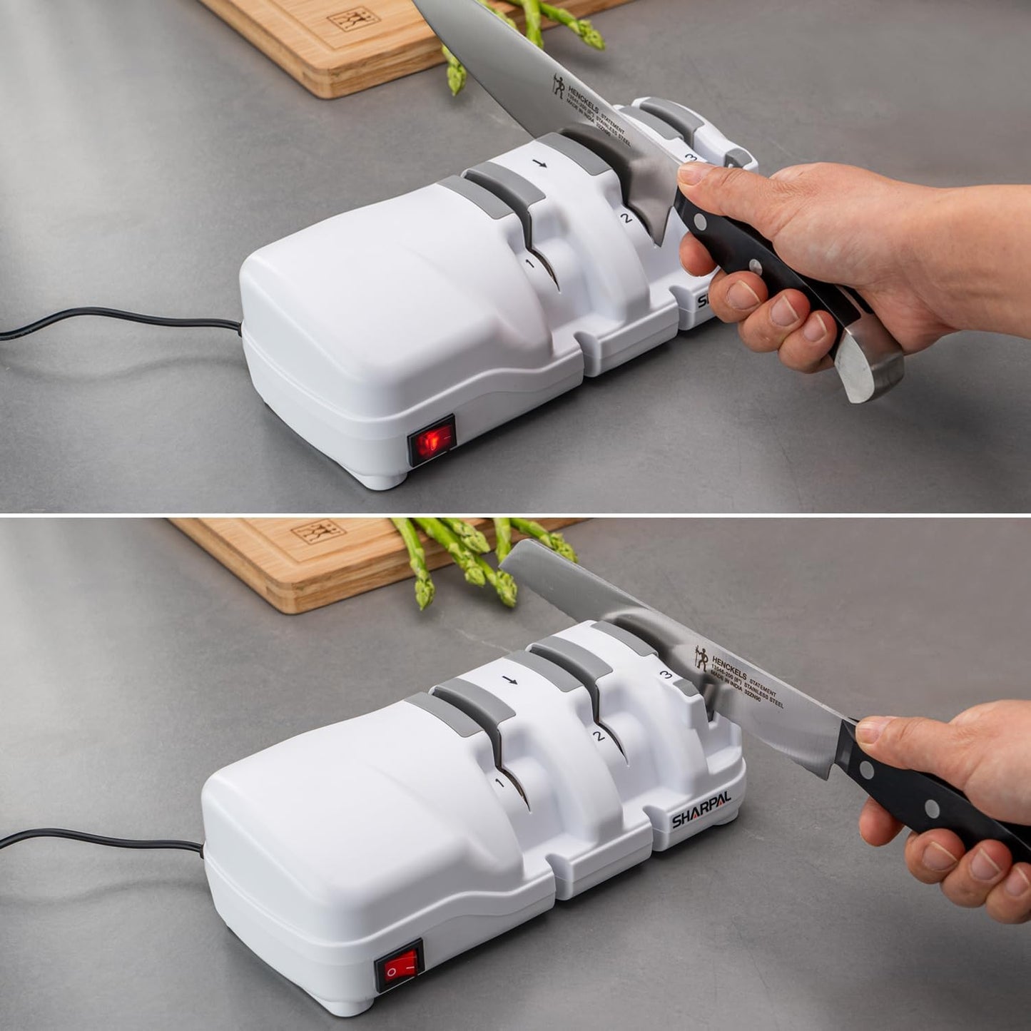 198H Electric Knife Sharpener - 3 Stage Professional Knife Sharpening System with Diamond Wheels, Suit for Double-Beveled Straight Edge & Serrated Knives, Premium Fathers Day Gift