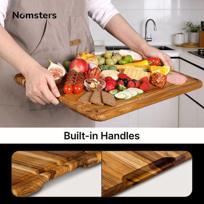 Teak Wood Cutting Board 17'' Wooden Chopping Board Kitchen Appliances | High-End Teak, Over Sink, Wooden Chopping & Charcuterie Board, Easy to Clean, Non-Toxic, Ideal Kitchen Gift, Solid Thick