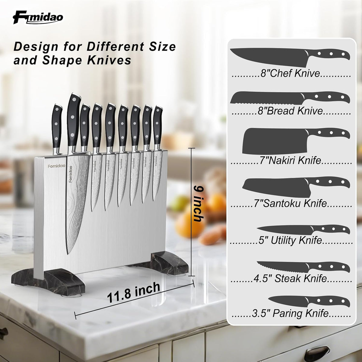 6 Pieces Knife Set with Magnetic Block,Ultra-Sharp High-carbon Steel Kitchen Knife Set, Professional Knife Block Set with Ergonomic Handle and Sharpener