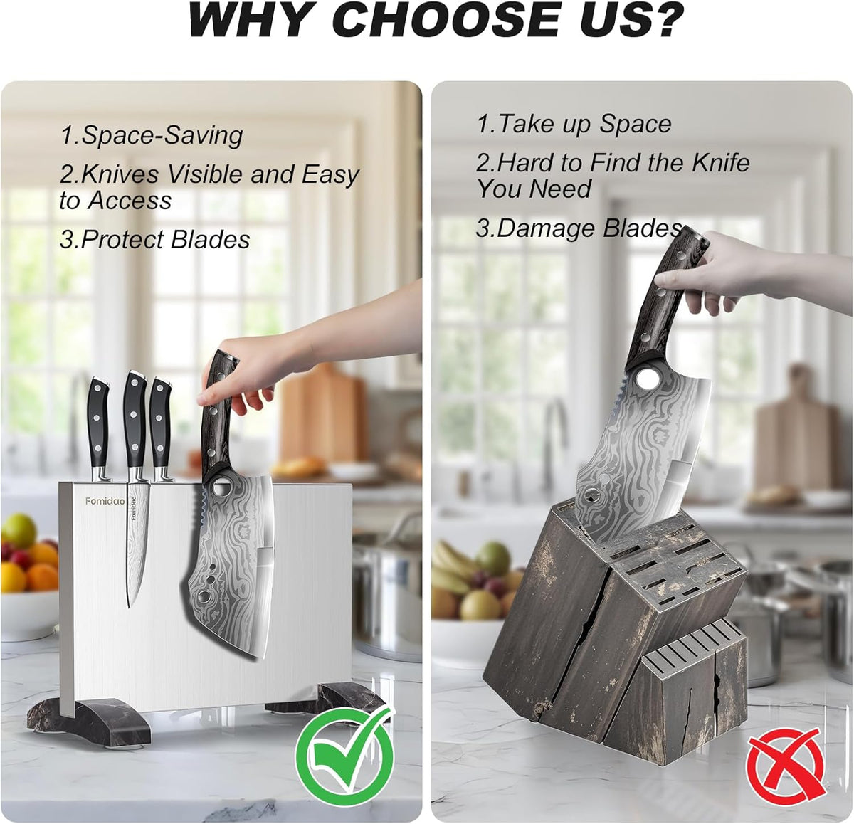 6 Pieces Knife Set with Magnetic Block,Ultra-Sharp High-carbon Steel Kitchen Knife Set, Professional Knife Block Set with Ergonomic Handle and Sharpener
