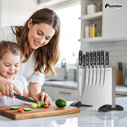 6 Pieces Knife Set with Magnetic Block,Ultra-Sharp High-carbon Steel Kitchen Knife Set, Professional Knife Block Set with Ergonomic Handle and Sharpener