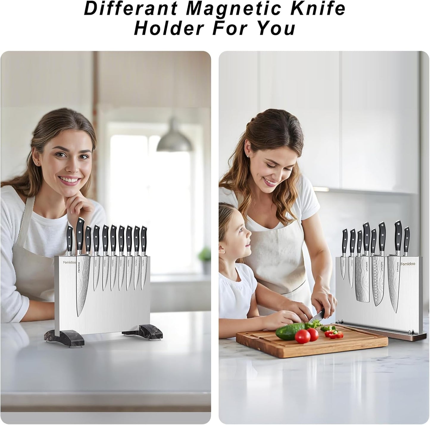 6 Pieces Knife Set with Magnetic Block,Ultra-Sharp High-carbon Steel Kitchen Knife Set, Professional Knife Block Set with Ergonomic Handle and Sharpener