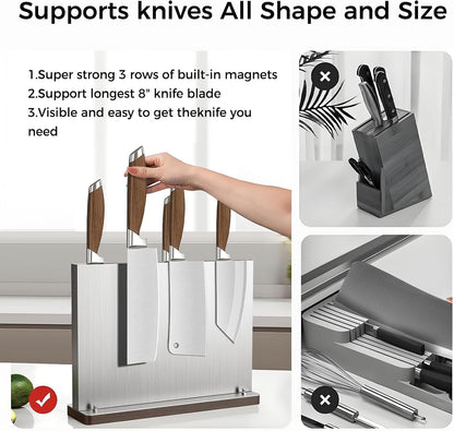 6 Pieces Knife Set with Magnetic Block,Ultra-Sharp High-carbon Steel Kitchen Knife Set, Professional Knife Block Set with Ergonomic Handle and Sharpener