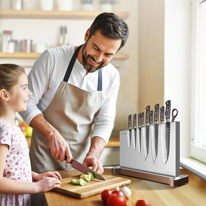6 Pieces Knife Set with Magnetic Block,Ultra-Sharp High-carbon Steel Kitchen Knife Set, Professional Knife Block Set with Ergonomic Handle and Sharpener