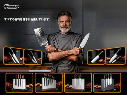 6 Pieces Knife Set with Magnetic Block,Ultra-Sharp High-carbon Steel Kitchen Knife Set, Professional Knife Block Set with Ergonomic Handle and Sharpener
