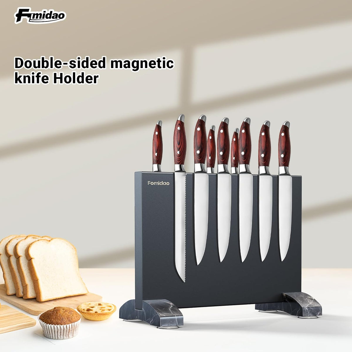 6 Pieces Knife Set with Magnetic Block,Ultra-Sharp High-carbon Steel Kitchen Knife Set, Professional Knife Block Set with Ergonomic Handle and Sharpener