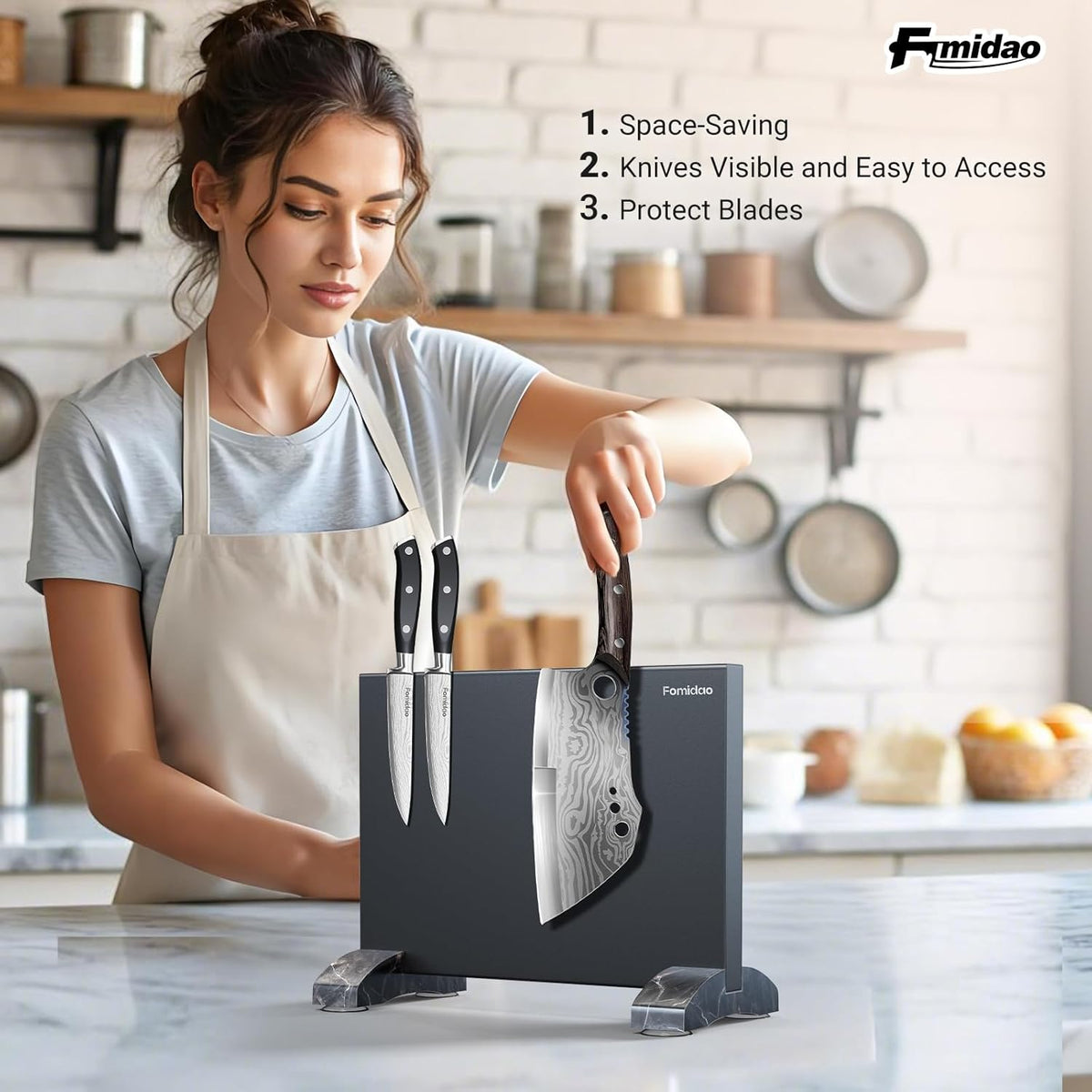 6 Pieces Knife Set with Magnetic Block,Ultra-Sharp High-carbon Steel Kitchen Knife Set, Professional Knife Block Set with Ergonomic Handle and Sharpener