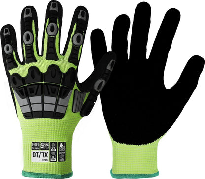 Work Gloves Men Women, A5 Cut Resistant Gloves, Impact Gloves | Heavy Duty Work Glove with Grip, Work Gloves