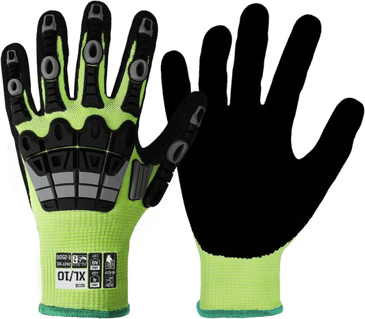Work Gloves Men Women, A5 Cut Resistant Gloves, Impact Gloves | Heavy Duty Work Glove with Grip, Work Gloves