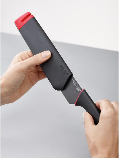 Slice & Sharpen 6" Chef's Knive and 3.5" Paring Knife with Sharpening Protective Sheaths, Black