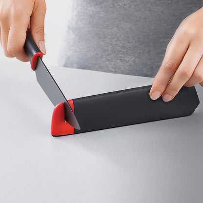 Slice & Sharpen 6" Chef's Knive and 3.5" Paring Knife with Sharpening Protective Sheaths, Black