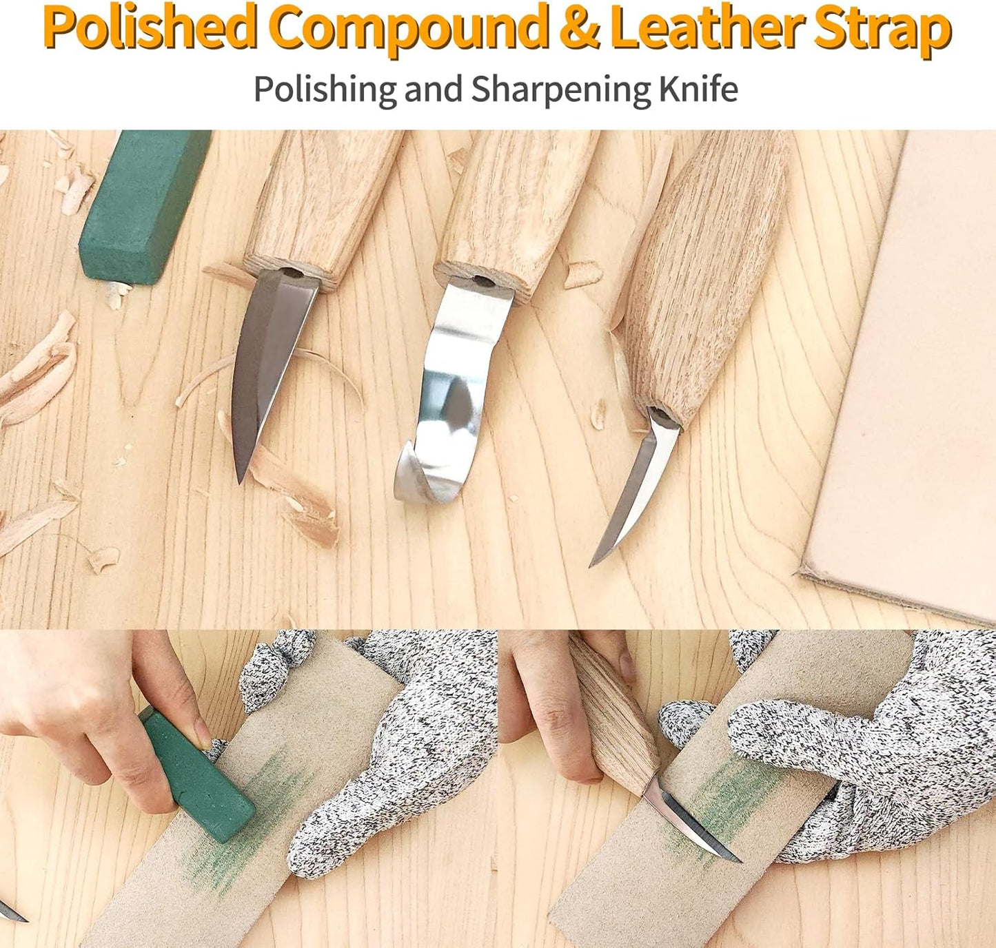 Wood Carving Tools Set - Wood Carving Knife Kit with Carving Hook Knife, Wood Whittling Knife, Detail Carving Knife, Whittling Kit for Kids Adults Woodworking DIY