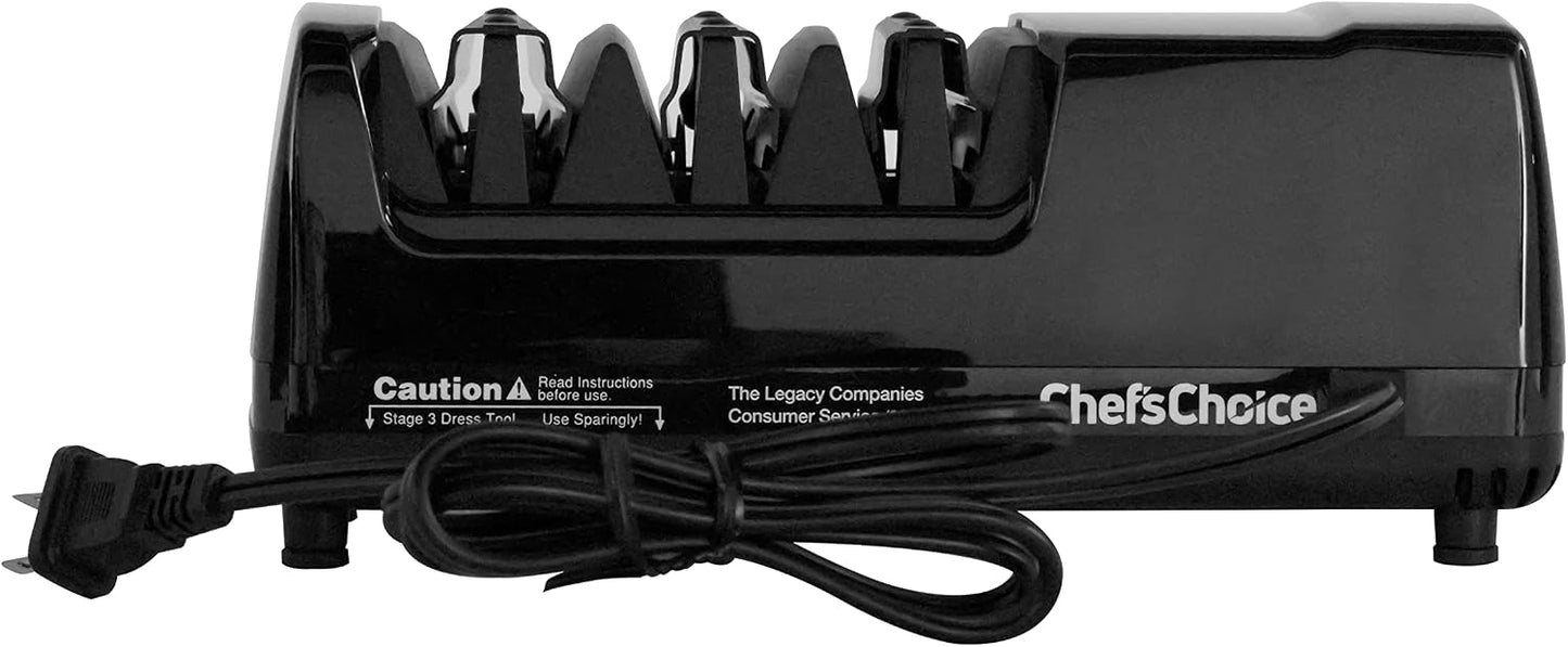 Professional Electric Knife Sharpeners AngleSelect for 15- and 20-Degree Straight-Edge and Serrated Knives with Diamond Abrasives & Precision Angle Control, 2-Stage, Black