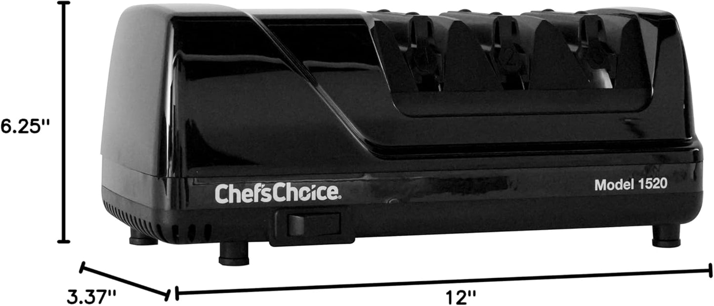 Professional Electric Knife Sharpeners AngleSelect for 15- and 20-Degree Straight-Edge and Serrated Knives with Diamond Abrasives & Precision Angle Control, 2-Stage, Black