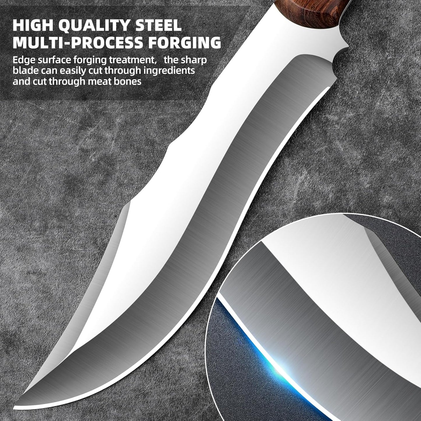 Meat Cleaver Heavy Duty Butcher Full Tang Knife with Sheath,Chef's Knives,Vegetable Cleaver Knife Chopper,Machete for Kitchen Outdoor Camping BBQ(7.5)