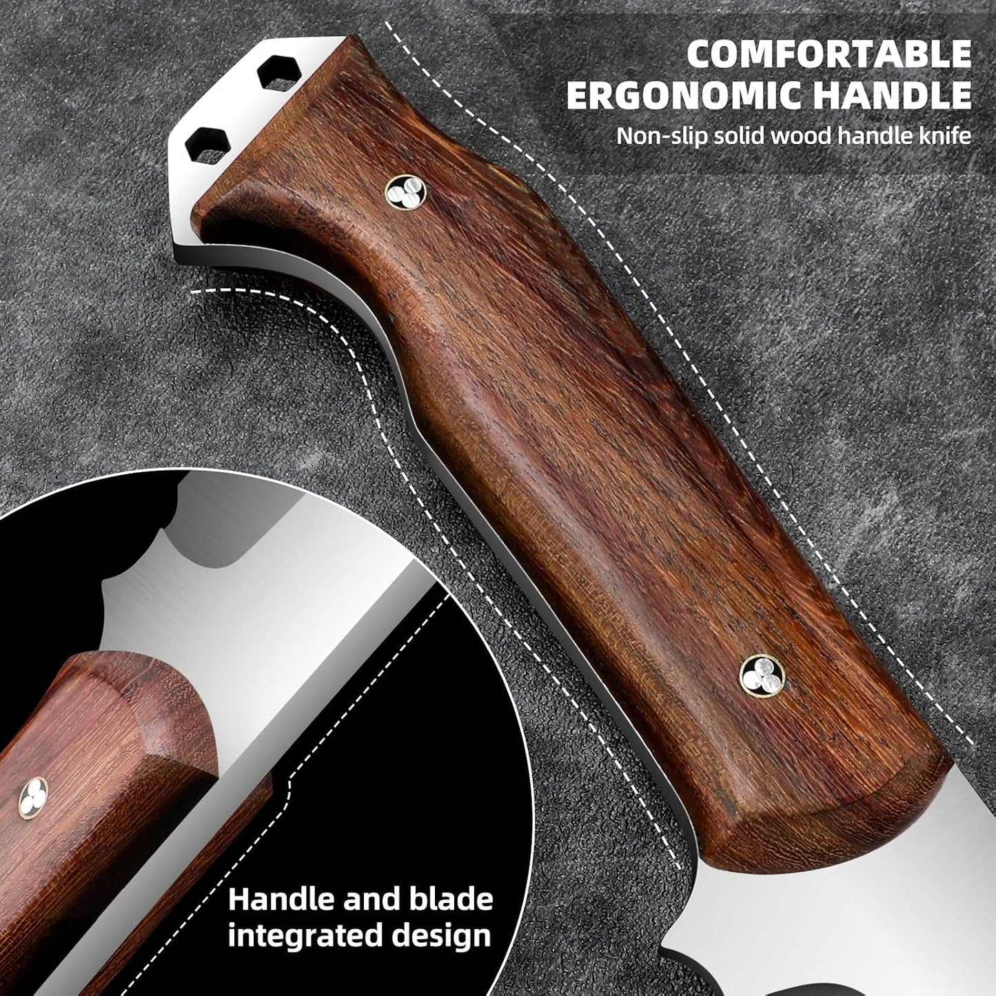 Meat Cleaver Heavy Duty Butcher Full Tang Knife with Sheath,Chef's Knives,Vegetable Cleaver Knife Chopper,Machete for Kitchen Outdoor Camping BBQ(7.5)