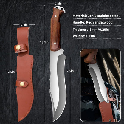 Meat Cleaver Heavy Duty Butcher Full Tang Knife with Sheath,Chef's Knives,Vegetable Cleaver Knife Chopper,Machete for Kitchen Outdoor Camping BBQ(7.5)