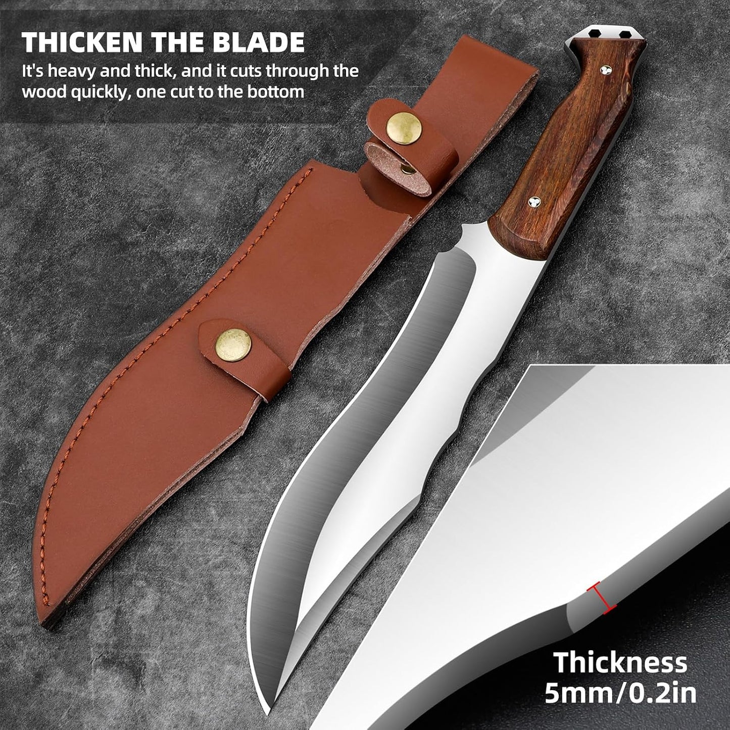 Meat Cleaver Heavy Duty Butcher Full Tang Knife with Sheath,Chef's Knives,Vegetable Cleaver Knife Chopper,Machete for Kitchen Outdoor Camping BBQ(7.5)