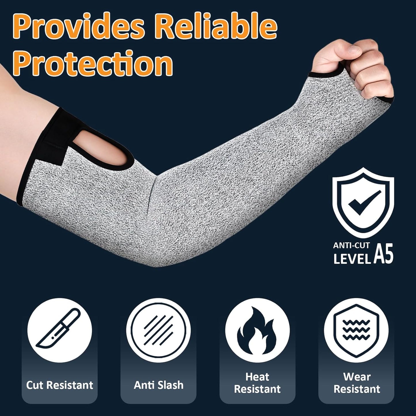 Cut Resistant Sleeves, 1 Pair Protective Sleeves for Arm Protectors for Thin Skin and Bruising with Thumb Hole for Gardening, Welding, Farming, Pet Grooming (Grey)