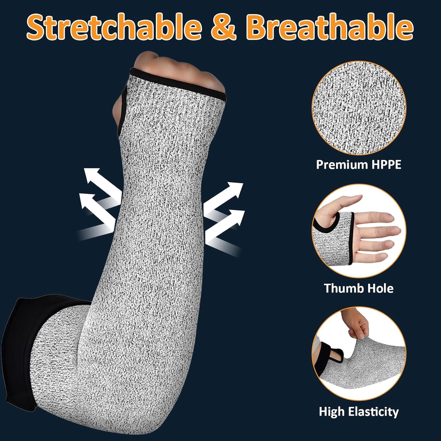 Cut Resistant Sleeves, 1 Pair Protective Sleeves for Arm Protectors for Thin Skin and Bruising with Thumb Hole for Gardening, Welding, Farming, Pet Grooming (Grey)