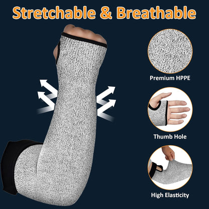 Cut Resistant Sleeves, 1 Pair Protective Sleeves for Arm Protectors for Thin Skin and Bruising with Thumb Hole for Gardening, Welding, Farming, Pet Grooming (Grey)