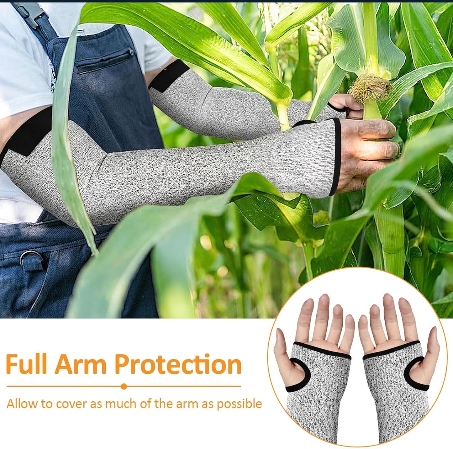 Cut Resistant Sleeves, 1 Pair Protective Sleeves for Arm Protectors for Thin Skin and Bruising with Thumb Hole for Gardening, Welding, Farming, Pet Grooming (Grey)