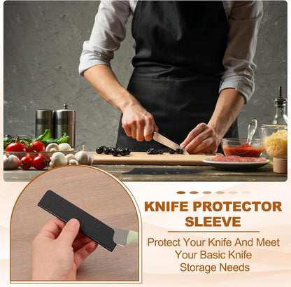 2 Pcs ABS Knife Cover Sleeves, 5x1 Inch Knife Blade Edge Guard Sheath Universal Blade Protector Flocking for Home Kitchen, White