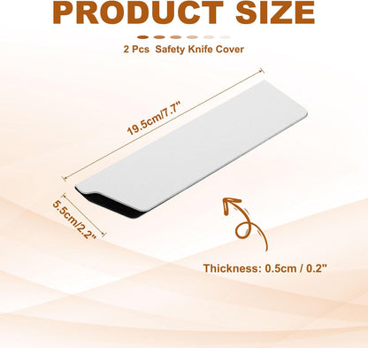 2 Pcs ABS Knife Cover Sleeves, 5x1 Inch Knife Blade Edge Guard Sheath Universal Blade Protector Flocking for Home Kitchen, White