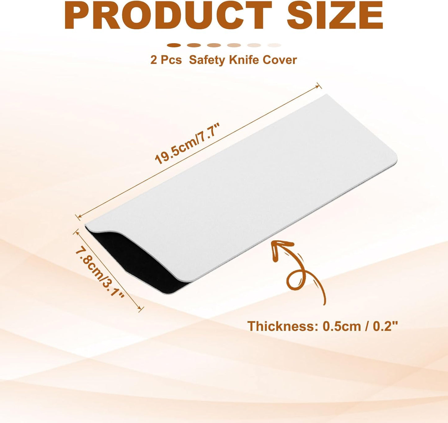 2 Pcs ABS Knife Cover Sleeves, 5x1 Inch Knife Blade Edge Guard Sheath Universal Blade Protector Flocking for Home Kitchen, White