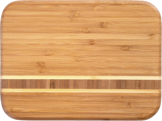 Barbados Bamboo Wood Cutting Board, 9" x 6.5" | Small cutting board for fruit, vegetables, garnishes, and sandwiches. End-grain bamboo inlay adds standout style.