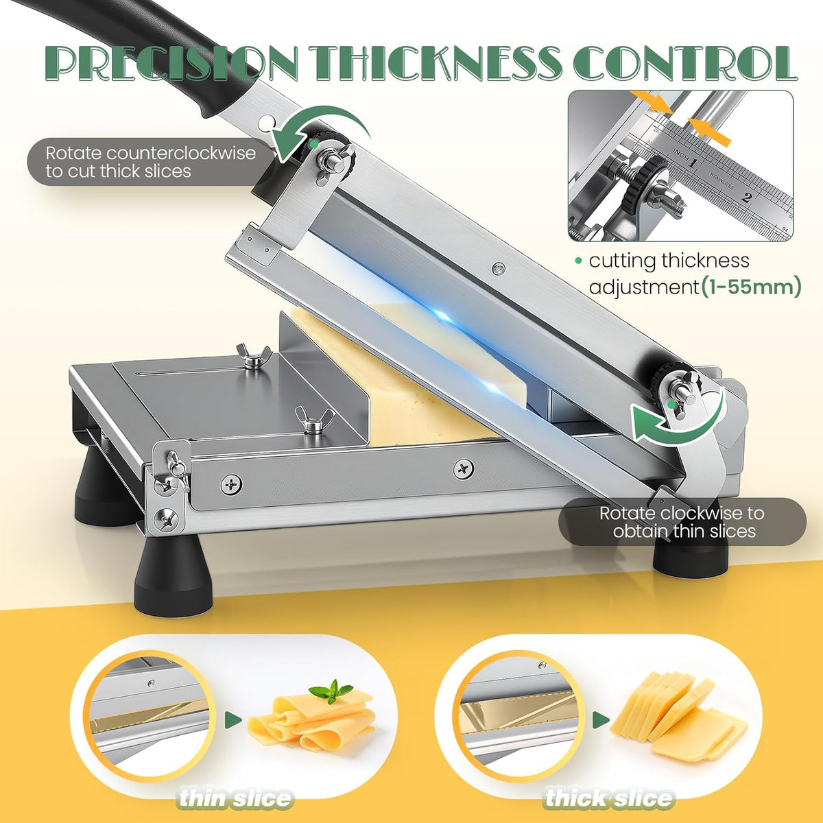Cheese Slicer Stainless Steel Multipurpose Adjustable Thickness