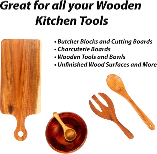 Wood Butter Cutting Board Wax - 8 fl oz - Conditioner for Butcher Block and Wooden Kitchen Tools. Food Grade Mineral Oil and Beeswax for Wooden Tools. Support Animal Rescue
