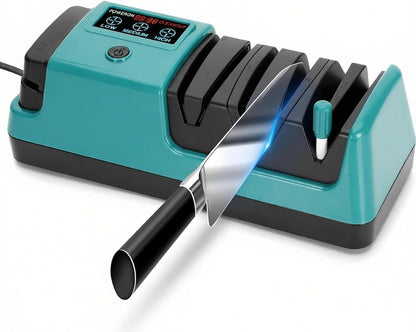 Knife Sharpener Electric for Kitchen - 3-Stage Kitchen Knife Sharpener,Knife Sharpeners with Stainless Steel Grinding Head-Portable and Useful-Fast Sharpening, Repair, Polish