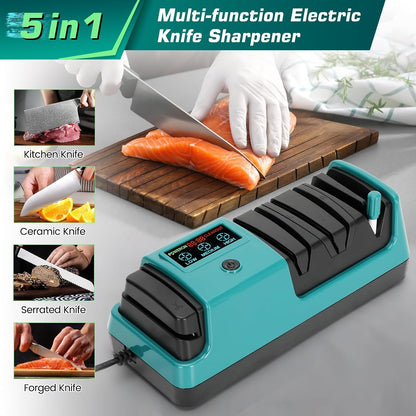 Knife Sharpener Electric for Kitchen - 3-Stage Kitchen Knife Sharpener,Knife Sharpeners with Stainless Steel Grinding Head-Portable and Useful-Fast Sharpening, Repair, Polish