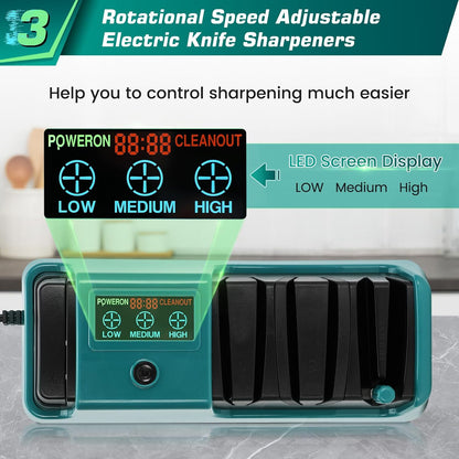 Knife Sharpener Electric for Kitchen - 3-Stage Kitchen Knife Sharpener,Knife Sharpeners with Stainless Steel Grinding Head-Portable and Useful-Fast Sharpening, Repair, Polish