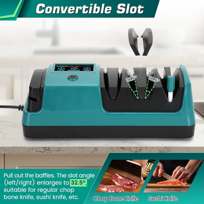 Knife Sharpener Electric for Kitchen - 3-Stage Kitchen Knife Sharpener,Knife Sharpeners with Stainless Steel Grinding Head-Portable and Useful-Fast Sharpening, Repair, Polish
