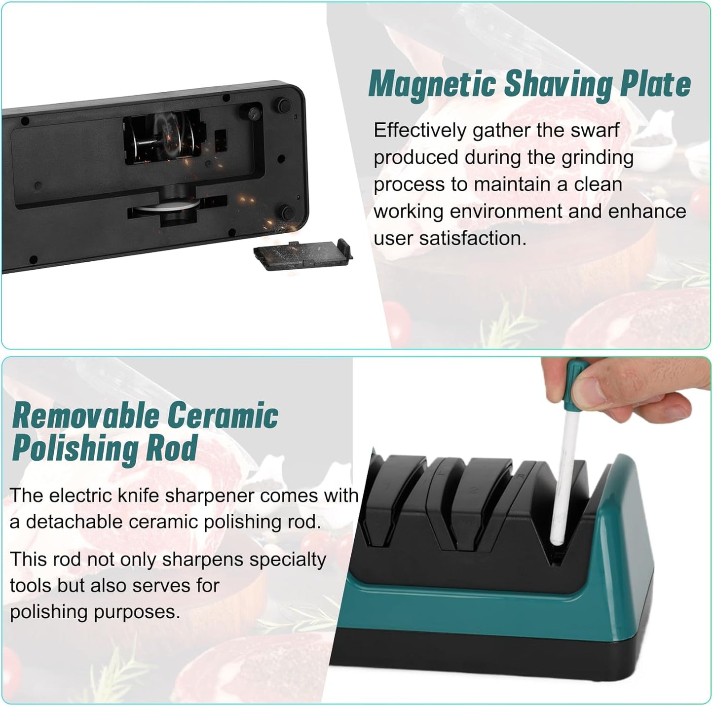 Knife Sharpener Electric for Kitchen - 3-Stage Kitchen Knife Sharpener,Knife Sharpeners with Stainless Steel Grinding Head-Portable and Useful-Fast Sharpening, Repair, Polish