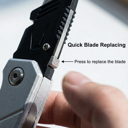 Box Cutter with 10 Extra Blades, Heavy Duty Folding Utility Knife for Cardboard, Carton, Carpet Cutting, Anti-slip ABS Handle, Quick Replace Blade