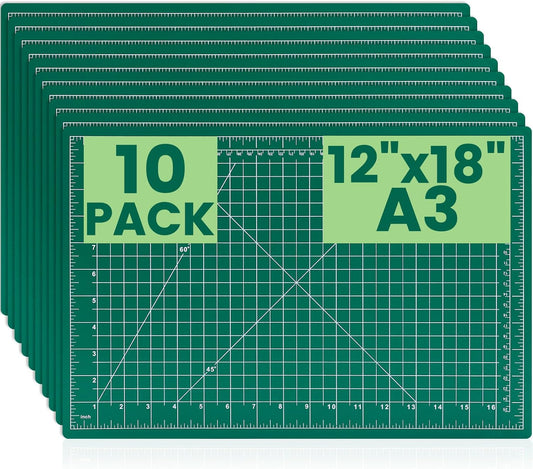 Cutting Mat 12"x18", 10 Pack Double-Sided 5-Ply Self Healing Sewing Cutting Mat, Cutting Mats Board for Crafts-Sewing, Fabric, Quilting, Scrapbooking Project