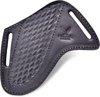 Professional Knife Edge Guards - Pancake Geniune Leather Sheath - Universal Blade Leather Covers - Extra Strength, Gift for Him (Black)